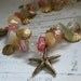 Gold Seashell Charm Bracelet with Coral Toned Gemstones, Ocean, Summer, Beach, Starfish, Seahorses, Shells