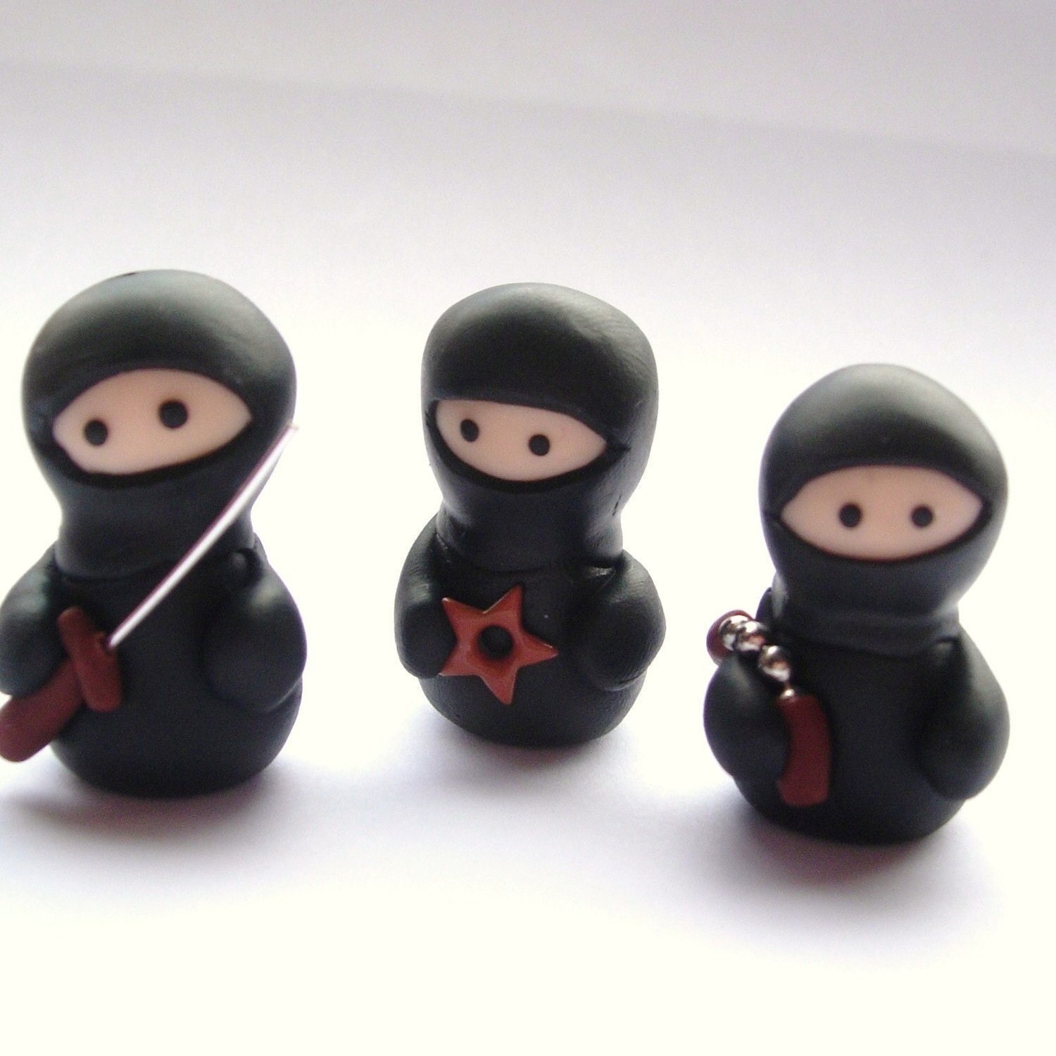 Set of 3 Ninja Figures by Lilley on Etsy