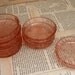 sale 7 VINTAGE Floral POINSETTIA pink DEPRESSION glass coasters