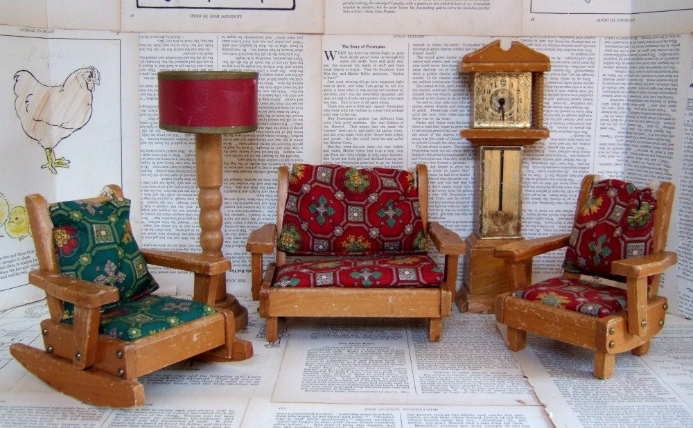 VINTAGE Wooden Children's Doll Furniture by Pert Pat