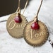 Ruby gemstone earrings French oui non vintage brass fashion july birthstone