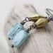 blue beaded gemstone earrings, kyanite vintage brass oxidized silver boho beach