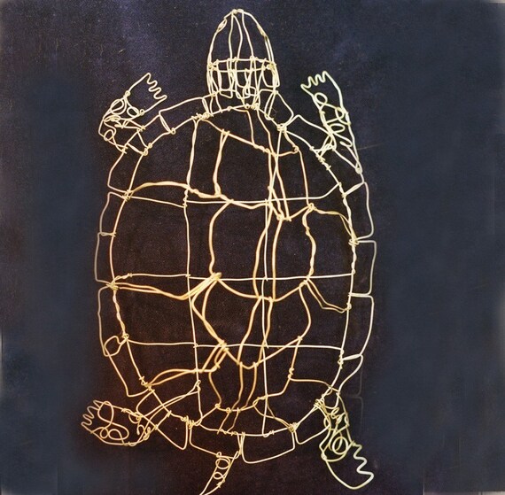 Silver Turtle Wire Drawing Sculpture