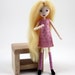 Little Felt Friend doll- blonde girl in pink heart dress- Waldorf inspired