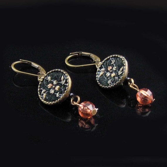 Antique perfume button earrings