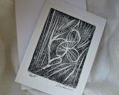 Black and White Monoprint Note Card