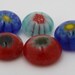 5 Millefiori frit cast fused glass petite cabochons, 10 mm, 12c