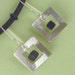 Sterling Silver Square in Square with Onyx Earrings