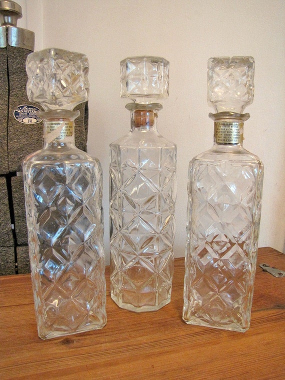 bottle stoppers vintage liquor Bottles Cut RedHenStudios Vintage by Glass Decanters Liquor