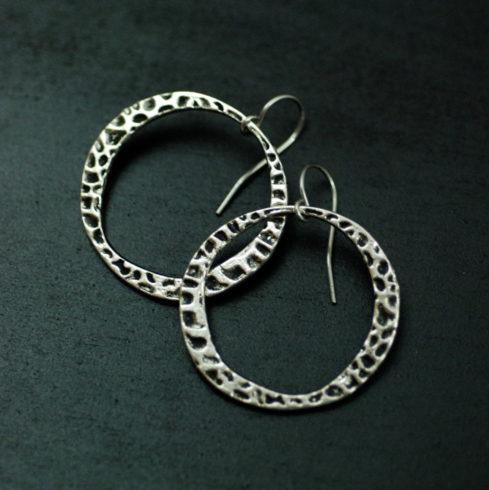 Large Pewter Hoop Earrings by MaggieJJewelry on Etsy