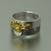 Sun and Moon ECLIPSE Engagement Ring and Wedding Band Set in 18K gold and silver