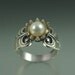 WHITE LOTUS pearl silver ring