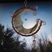 Moon Man, Stained Glass Sculpture Copper Crystals, Windchime, Mobile