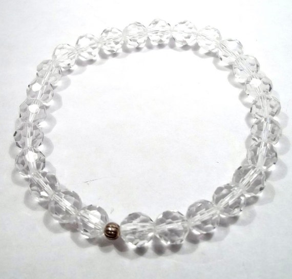 Clear Crystal Stretch Bracelet Crystal Bracelet by handmadebyartie