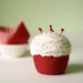 Pincushion - Felted Cupcake, Red Velvet