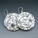 Modern black and white big circle hoop earrings in polymer clay and sterling silver