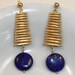 Reserved for WhichDan - Pharoah's Daughter - gold-plated brass and lapis earrings