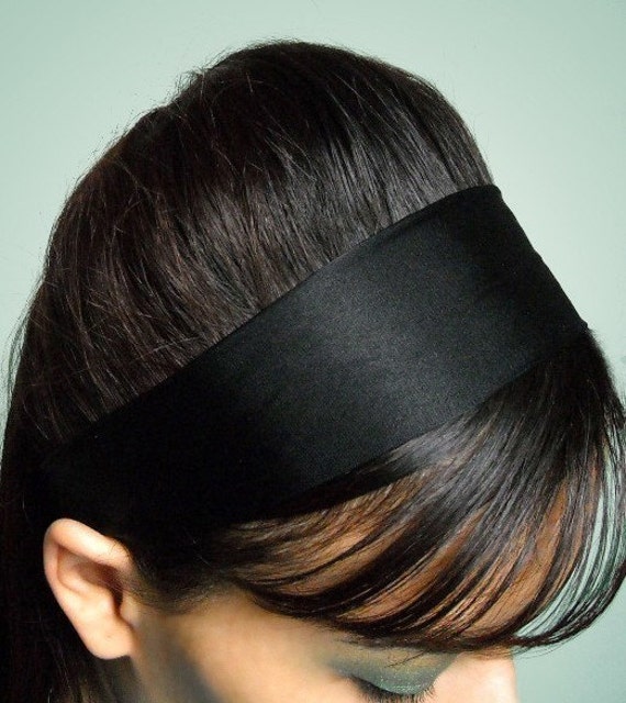 Items similar to BLACK Silk 2 Inch Soft Fabric Headband on Etsy