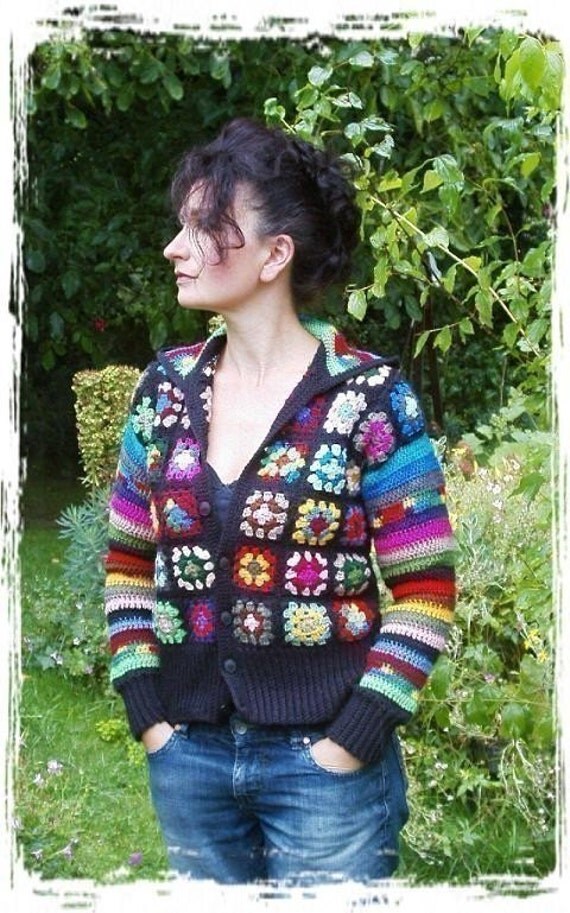 PDF Crochet Pattern for Granny Square Jacket with optional