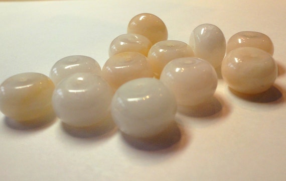 White Gemstone Beads Cream Beige Rondelle Large Quartz Beads