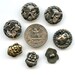 1940s BUTTONS Realistics GOOFIES 7 Very Nice Vintage Silver Metalized Plastic PICTURE 7022