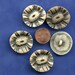 cream and black buttons 5 matching vintage fairly ugly Vintage 1 1/16 x 1 1/8 inch size 8039
