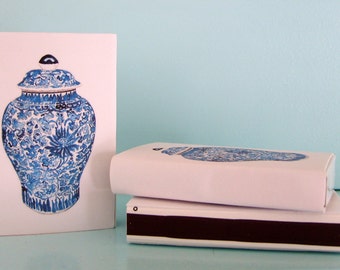 BLUE & WHITE GINGER Jar Matchboxes