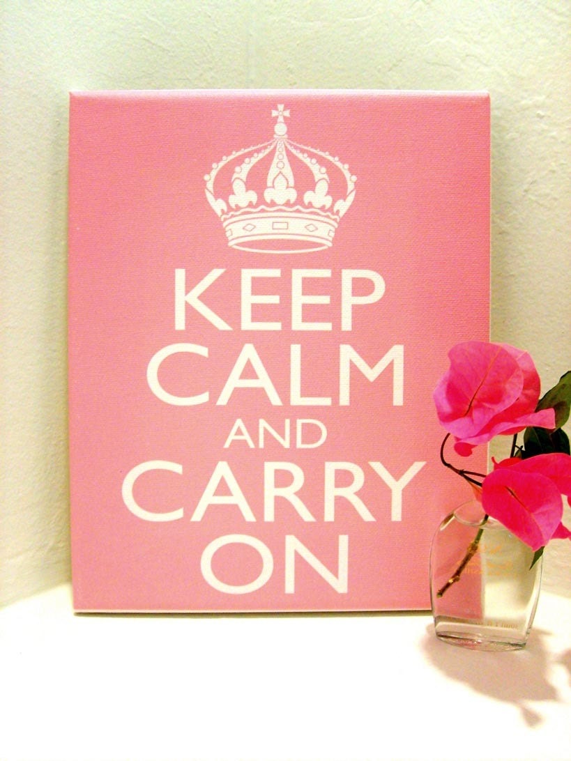 KEEP CALM AND CARRY ON QUOTE ON CANVAS PINK