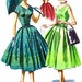 McCall's 3528 Womens 1950's V-Neck Full Skirt Dress V-Back Border Prints Sleeveless Pleats Misses Vintage Sewing Pattern Size 16 Bust 36