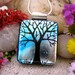 FOR JULIE-ANN Tree of Life Dichroic Glass Pendant - Hand-Etched Silver Turquoise includes Necklace