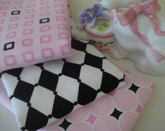 Boutique Style Shabby Chic Harlequin Geometric Baby Girl Burp Cloths - Set of 3
