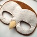 SALE Felt Barn Owl Mask for Halloween, white, light brown, woodland