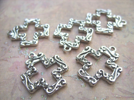 Block  B Open  cross pewter  Pewter Charms Cross charms 5960