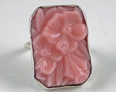 Pink Vintage Glass Sterling Ring