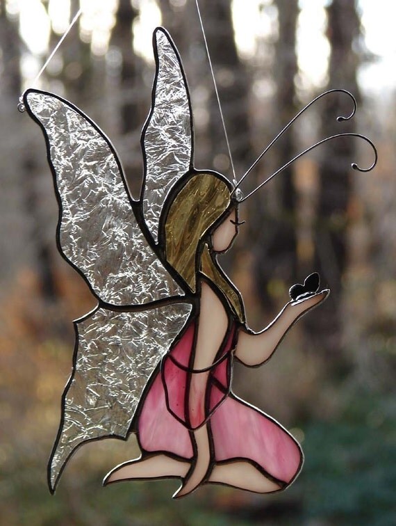 Stained Glass Pink Fairy