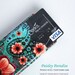 iPhone 4 case - iPhone 4s case - Card ID holder iphone case with teal green and orange floral art " Paisley Paradise "