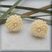 Ivory Dahlia Chrysanthemum Flower Earring Sterling Silver Ear Post Studs (SE898)