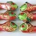 20mm Pink, Green and Gold Cloisonne Fish Beads (6)
