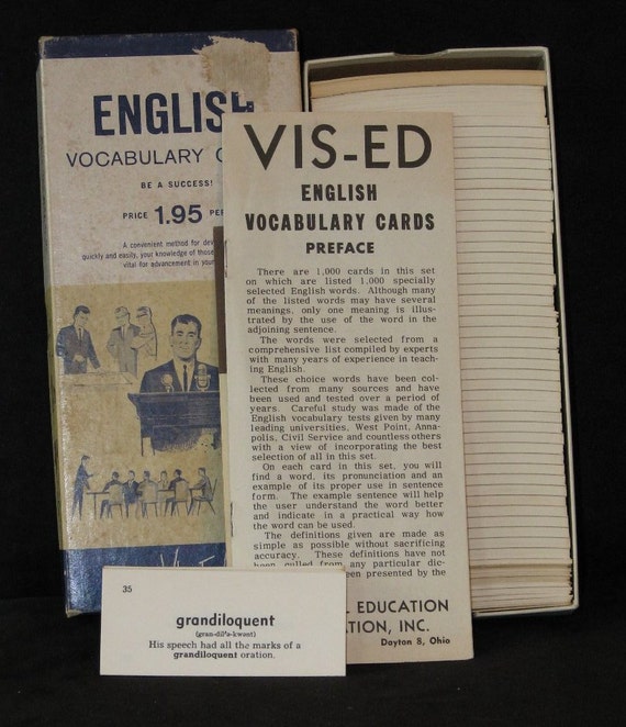 Vintage Boxed Set Vis-Ed English Vocabulary Cards 1000