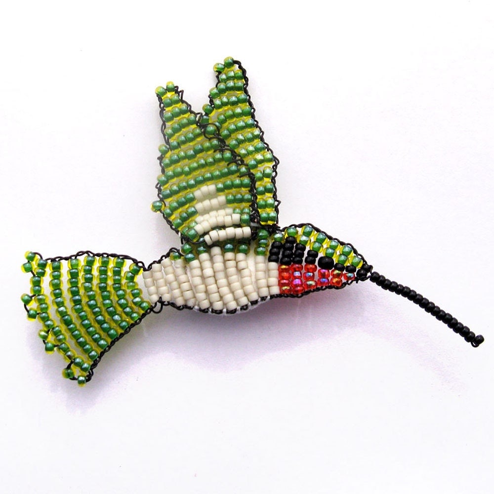 Hummingbird Beaded Brooch Made to Order