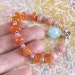 Carnelian Rhodocrocite Peruvian Opal Gemstone Sterling Silver Bead Bracelet