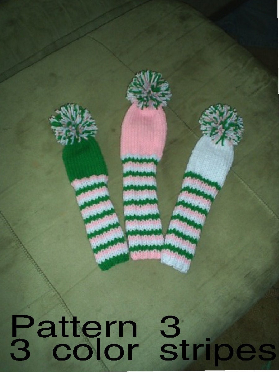 Set of 4 CUSTOM Hand Knit Golf Club Head Cover YOUR COLORS