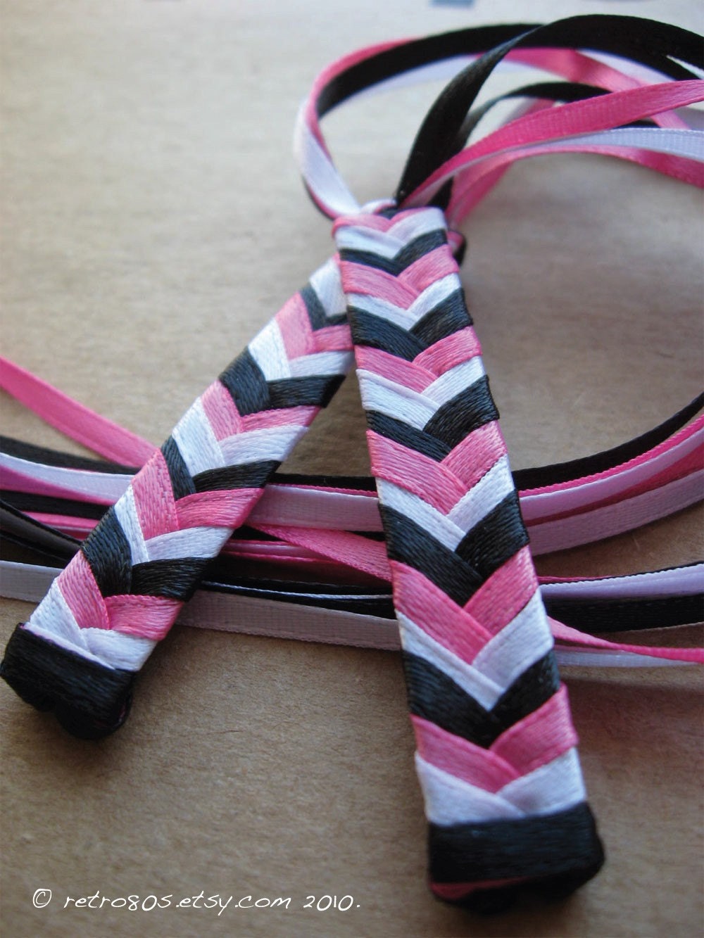 The 80s Colors braided ribbon barrettes
