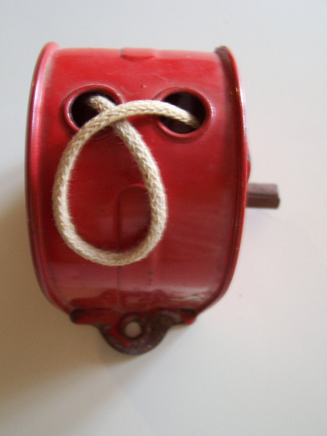 Vintage Clothes Line Reel Red Metal Retractable 1940's