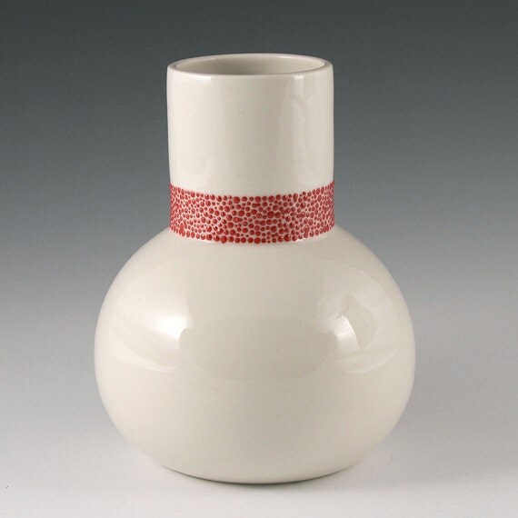 SALE Vase with Red Pebble Accent by kimwestad on Etsy