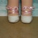Waldorf doll shoes ballet slippers White and Pink ribbon fits 15inch doll