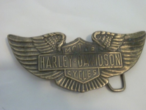 vintage deadstock harley davidson belt buckle by gwenevere24