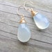 Aqua Drop Earrings - Soft Chalcedony with Goldfill Birdsnest Wrapping