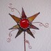 Stained Glass and Copper Art Funky garden plant stake indoor outdoor orange colorful