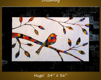 Original Textured Abstract Modern Contemporary Mixed Media on Canvas Painting ... 24" x 36" ... Dreaming, by Amy Giacomelli
